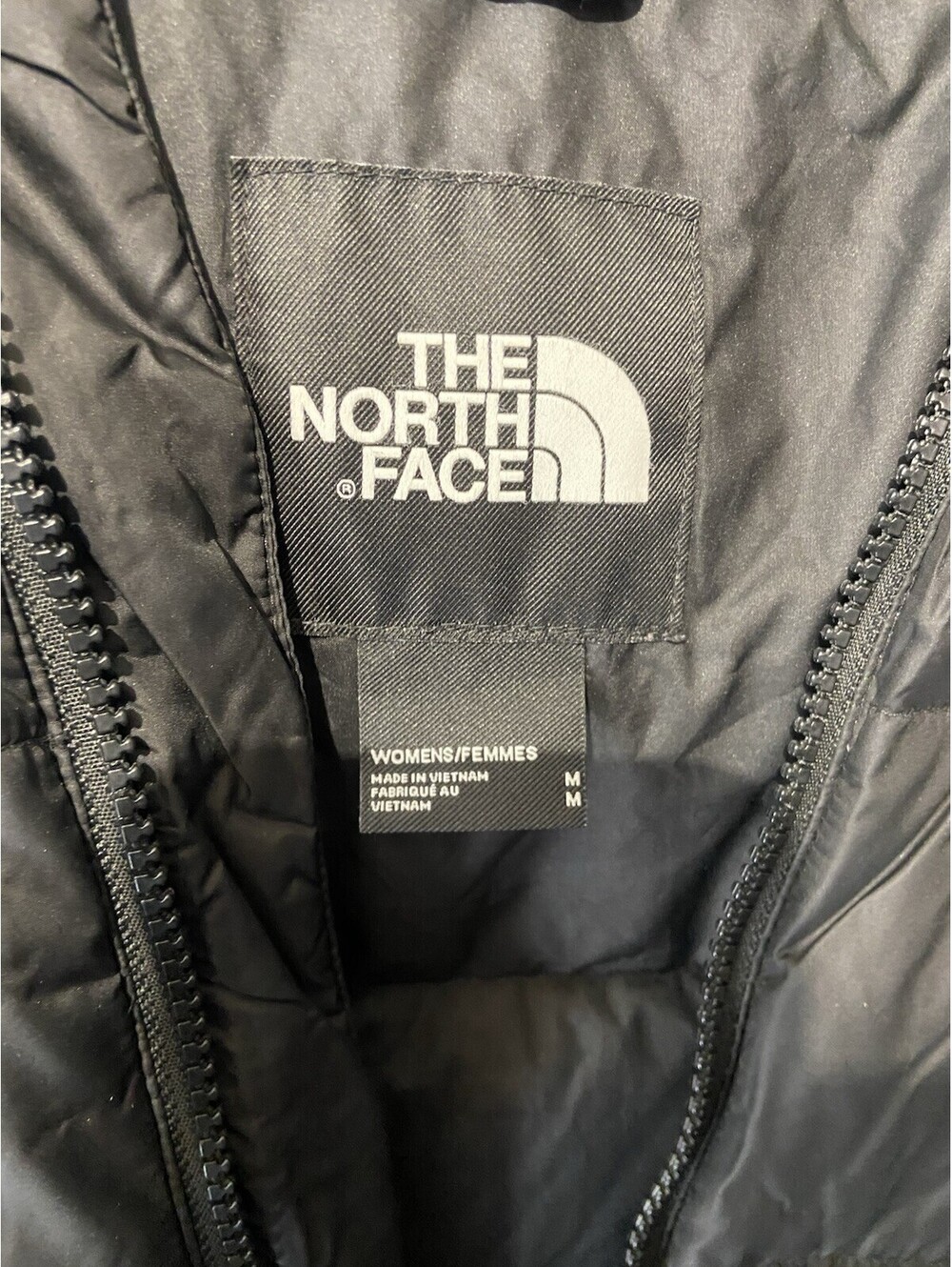 Womens THE NORTH FACE Black 550 Down Hooded Puffer Parka Jacket Sz M - Picture 3 of 5